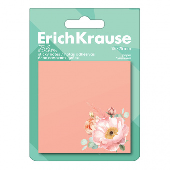 Блок самоклеящийся 75х75 мм, 50 листов, персиковый, ErichKrause Pastel Bloom
