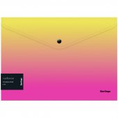 Папка-конверт на кнопке А4 180мкм с рисунком Berlingo "Radiance", 180мкм, желтый/розовый градиент