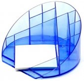 Подставка для канцелярских принадлежностей "Форум" пластик 12дел. прозрачный синий