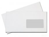 Конверт Е65 110*220мм силиконовая лента, белый офсет, окно 45*90мм