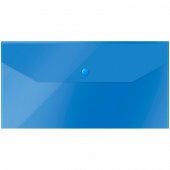 Папка-конверт на кнопке С6 150мкм синяя полупрозрачная OfficeSpace (135*250мм)