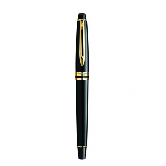 Ручка перьевая Waterman «Expert Black GT» перо F, черный/золото корпус
