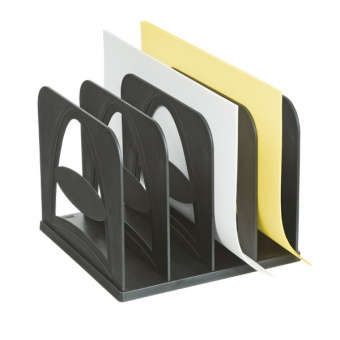 Лоток-сортер для бумаг СТАММ, 4 секции, сборный, черный