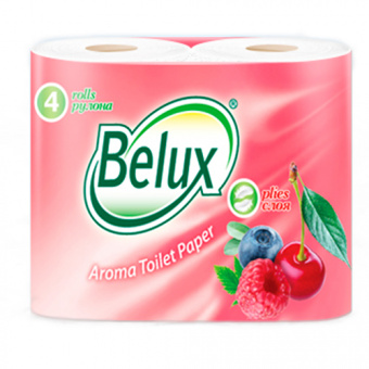 Туалетная бумага BELUX «Aroma», 2-х слойная, 4 шт., белая, с ароматом ягоды