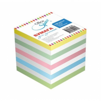 Блок для записей непроклеенный OfficeSpace, куб 9 × 9 × 9 см, цветной