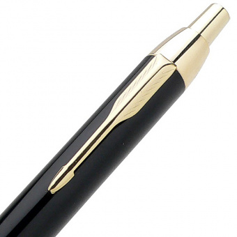 Ручка шариковая автоматическая Parker «IM Metal Black GT» 1мм, синий стержень