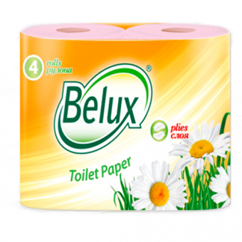 Туалетная бумага «BELUX», 2-х слойная, 4 шт., розовая