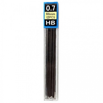 Грифель для механических карандашей, HB, 0,7 мм, 12 шт.