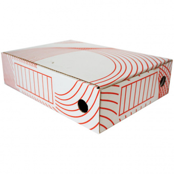 Короб архивный А4, 150 мм, картон, бело-красный