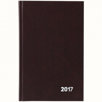 Ежедневник датированный, 2017г., А5, 140 × 210 мм, бумвинил, 168 л., коричневый