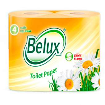 Туалетная бумага «BELUX», 2-х слойная, 4 шт., персиковая
