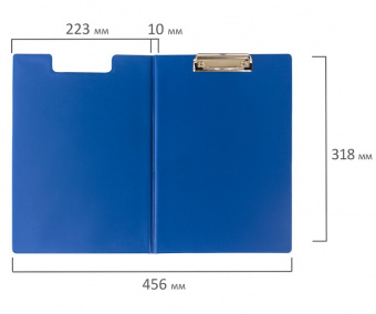 Папка-планшет STAFF, А4 (318х228 мм), с прижимом и крышкой, картон/ПВХ, СИНЯЯ