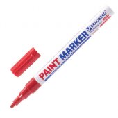 Маркер-краска лаковый (paint marker) 2 мм, КРАСНЫЙ, НИТРО-ОСНОВА, алюминиевый корпус, BRAUBERG PROF.
