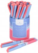 Ручка шариковая на масляной основе LOREX GRADIENT TOUCH DOUBLE SOFT синяя 0,7 мм, розово-голубой круглый корпус, покрытие ultra-soft touch