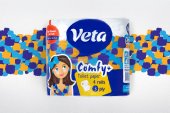 Туалетная бумага "VETA COMFY" белая, двухслойная, на втулке 100% целлюлоза, 1*4 рул.