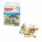 Зажимы для бумаг BRAUBERG 32мм КОМПЛЕКТ 12шт,  метал. золотистые, на 140 л. 