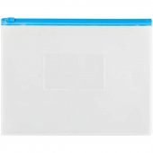 Папка-конверт на молнии OfficeSpace A5, прозрачная, 150мкм, молния синяя
