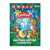 Картон цветной Creativiki «Волшебный», немелованный, 10 листов, 10 цветов, золото+серебро Картон цветной Creativiki «Волшебный», немелованный, 10 листов, 10 цветов, золото+серебро