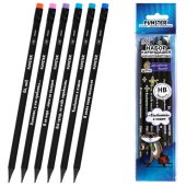 Набор карандашей чернографитных FUNSTER FUNNY NOTES BLK, 6 штук, HB, с ластиком