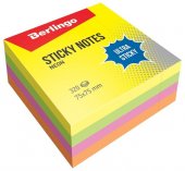 Блок cамоклеящийся Berlingo "Ultra Sticky", 75*75мм, 320л, 4 неоновых цвета