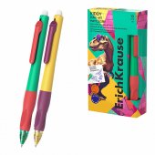 Ручка гелевая автоматическая сo стираемыми чернилами ErichKrause Kiddy Matic&Grip Dino Art 0.5, цвет чернил синий
