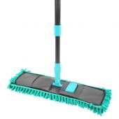 Швабра плоская КОМПЛЕКТ флаундер 40 см + МОП синель + черенок 70-120 см, ЛЮБАША