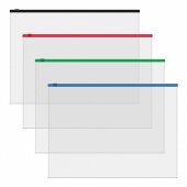 Папка на молнии A4 (Zip-пакет) ErichKrause Fizzy Clear c цветной молнией, прозрачный, ассорти