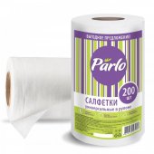 Салфетки для уборки вискоза 20*17см, 200шт, универсальные в рулоне PARLO пл. 45г/м2
