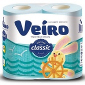 Туалетная бумага Veiro «Classic», 2-х слойная, 4 шт., голубая