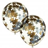 Набор воздушных шаров Пати Бум «Звезды», 2 шт., 30 см, латекс, золото/серебро