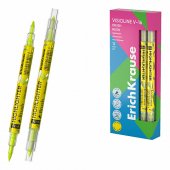 Двухсторонний текстмаркер ErichKrause Visioline V-16 Brush Neon, цвет чернил желтый