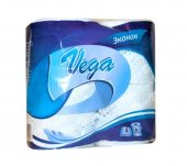 Бумага туалетная Vega 2-слойная, 4шт., белая с тиснением
