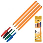 Ручки шариковые BIC Orange Original НАБОР 4 ЦВЕТА, узел 0,8мм, линия 0,3мм, пакет