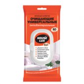 Салфетки влажные хозяйственные "УНИВЕРСАЛЬНЫЕ 6 в 1" 14,5х18 см, антибактериальные, 80 шт., HOUSE LUX,