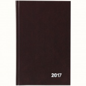 Ежедневник датированный, 2017г., А5, 140 × 210 мм, бумвинил, 168 л., коричневый