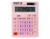 Калькулятор настольный STAFF STF-1808-PK, КОМПАКТНЫЙ (140х105 мм), 8 разрядов, двойное питание, РОЗОВЫЙ