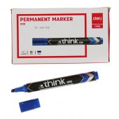 Маркер перманентный DELI «Think», скошенный наконечник 1,5-5 мм, синий