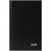 Ежедневник датированный на 2018 год, А5, бумвинил, 168 л., черный