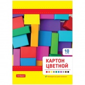 Картон цветной ArtSpace, А4, 10 листов, 10 цветов, склейка