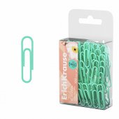 Скрепки металлические с виниловым покрытием ErichKrause Pastel Bloom, 28 мм, Mint (в пэт-боксе по 100 шт.)
