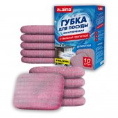 Губка для посуды металлическая с мыльной пропиткой, деликатная, 10 шт., LAIMA