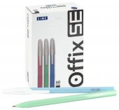 Ручка шариковая Linc Offix SE синяя 0,6 мм, ассорти круглый корпус, игольчатый наконечник