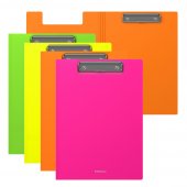 Папка-планшет пластиковая плотная - 1,3мм, ErichKrause Matt Neon, A4, на 80лист, цвет ассорти (с крышкой)