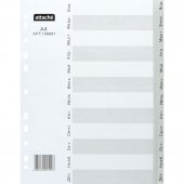 Разделитель пластиковый для папок Attache, А4, 12 месяцев, серый