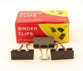 Зажимы для бумаг 41мм черные, 12 шт Binder clips