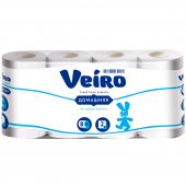 Туалетная бумага Veiro «Домашняя», 2-х слойная, 8 шт., белая