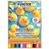 Цветная бумага А4 двусторонняя, 160 л., 16 цветов, в коробе, FUNSTER, 210×297 мм