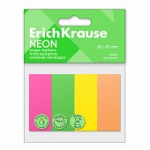 Закладки клейкие бумажные ErichKrause Neon, 20x50 мм, 200 листов, 4 цвета