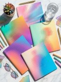 Тетрадь 48 л. А5 клетка, на скрепке, офсет GLASS GRADIENT, двойная обложка, запечатка форзаца, soft touch