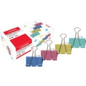 Зажим для бумаг "deVente" металлический 15мм толщина скрепления до 5 мм, цветной ассорти, комплект 12 шт